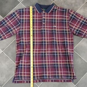 Classic Plaid Polo Shirt - Burgundy and Navy